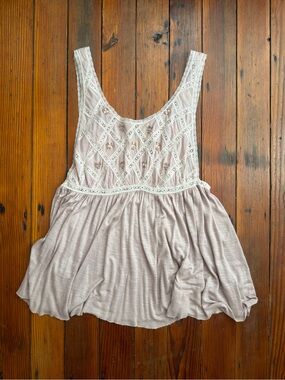 Early 2010s Free People New Romantics Lattice Babydoll Top 100% cotton